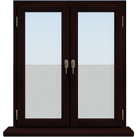 Двухстворчатое деревянное окно из лиственницы Модель 085 Палисандр